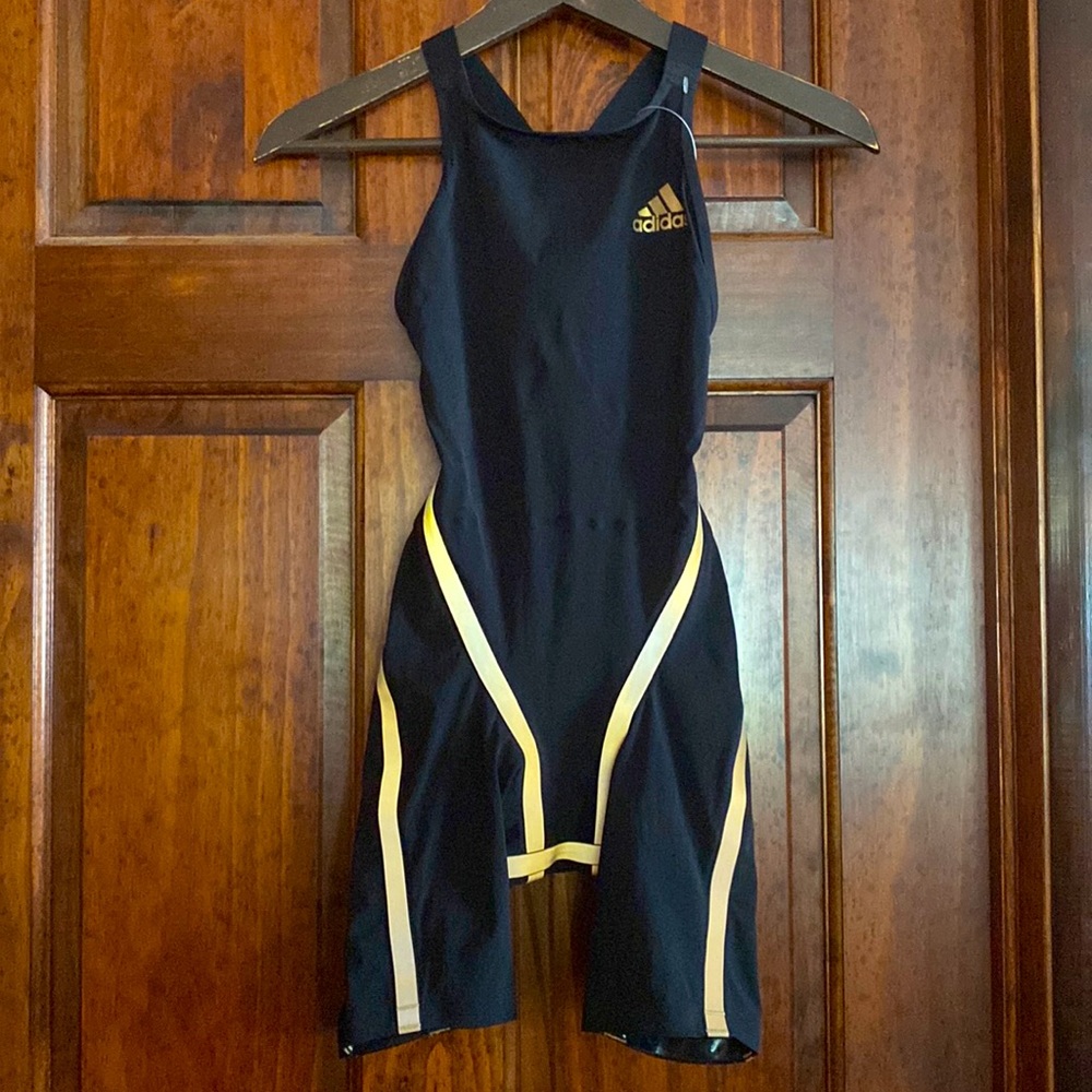 Adidas Adizero Freestyle Open Back Tech Suit Swimsuit Triathalon 16" $450 New